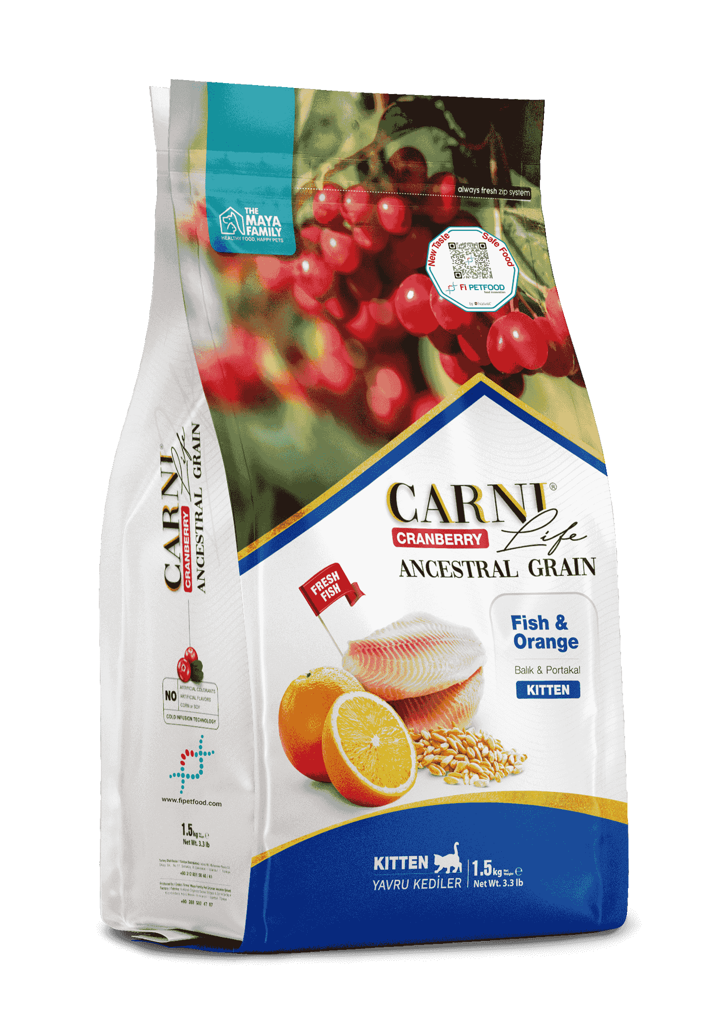 CARNI LIFE CRANBERRY ANCESTRAL GRAIN KEDİ BALIK & PORTAKAL KITTEN
