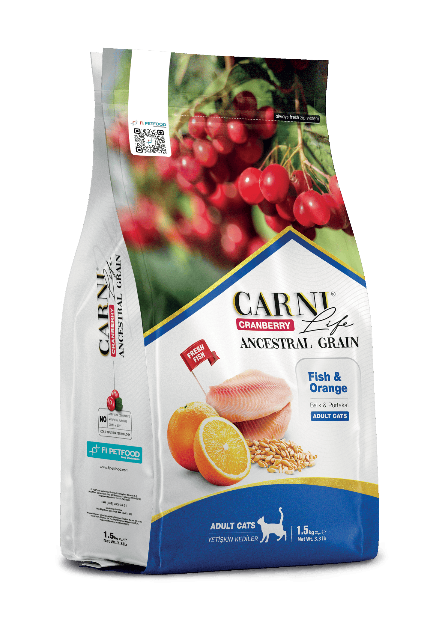 CARNI LIFE CRANBERRY ANCESTRAL GRAIN CAT FISH & ORANGE ADULT