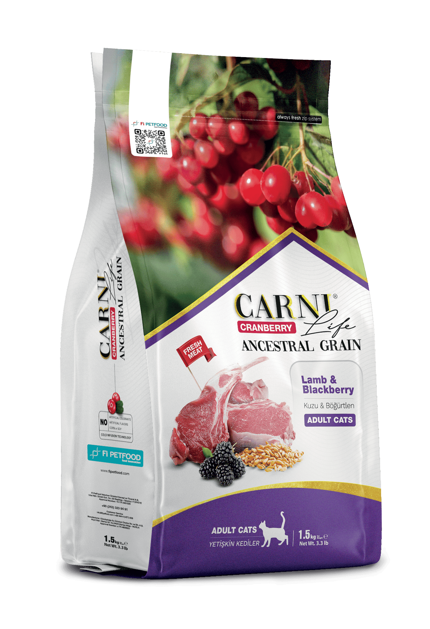 CARNI LIFE CRANBERRY ANCESTRAL GRAIN CAT LAMB & BLACKBERRY ADULT