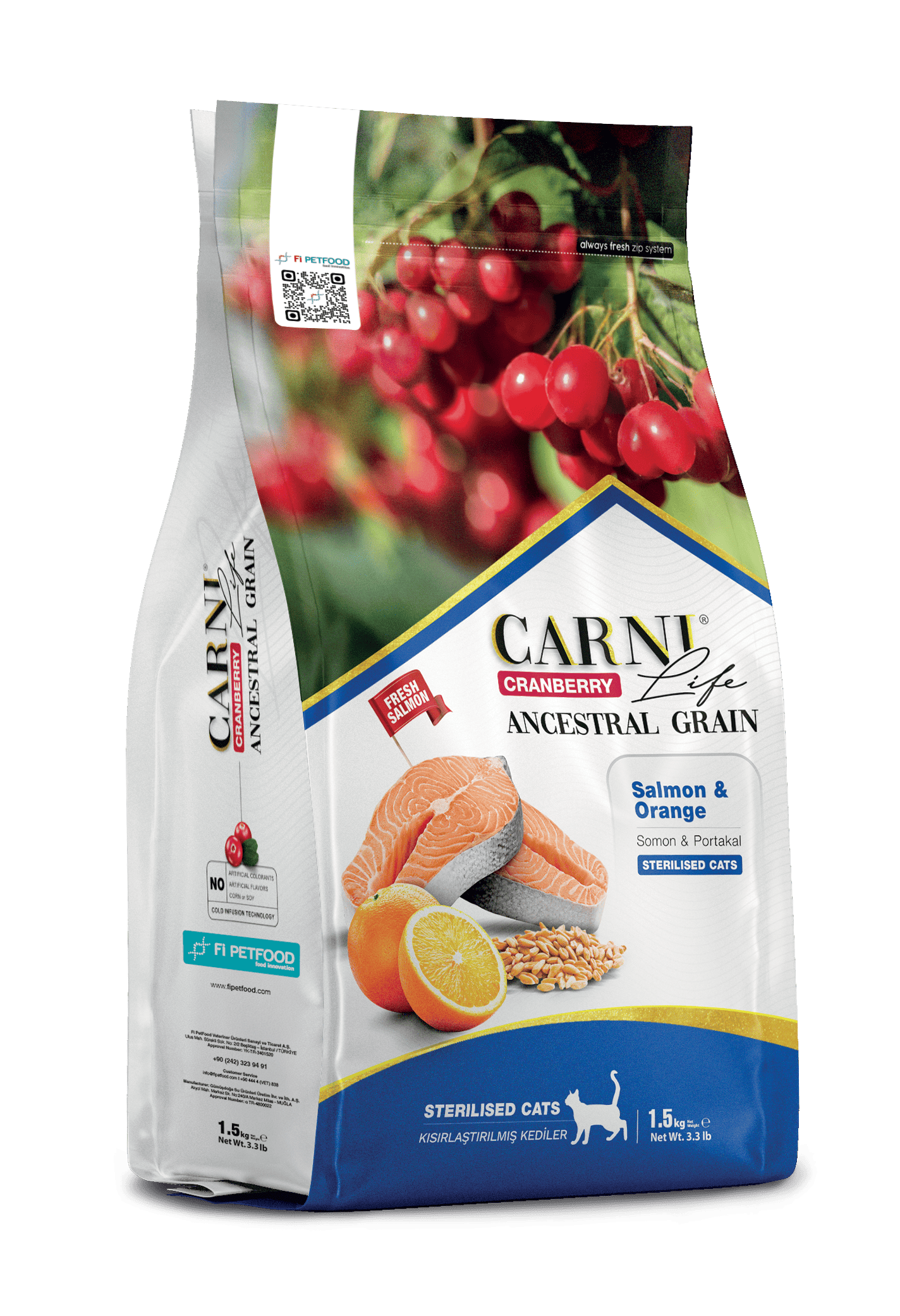 CARNI LIFE CRANBERRY ANCESTRAL GRAIN CAT SALMON & ORANGE STERILISED