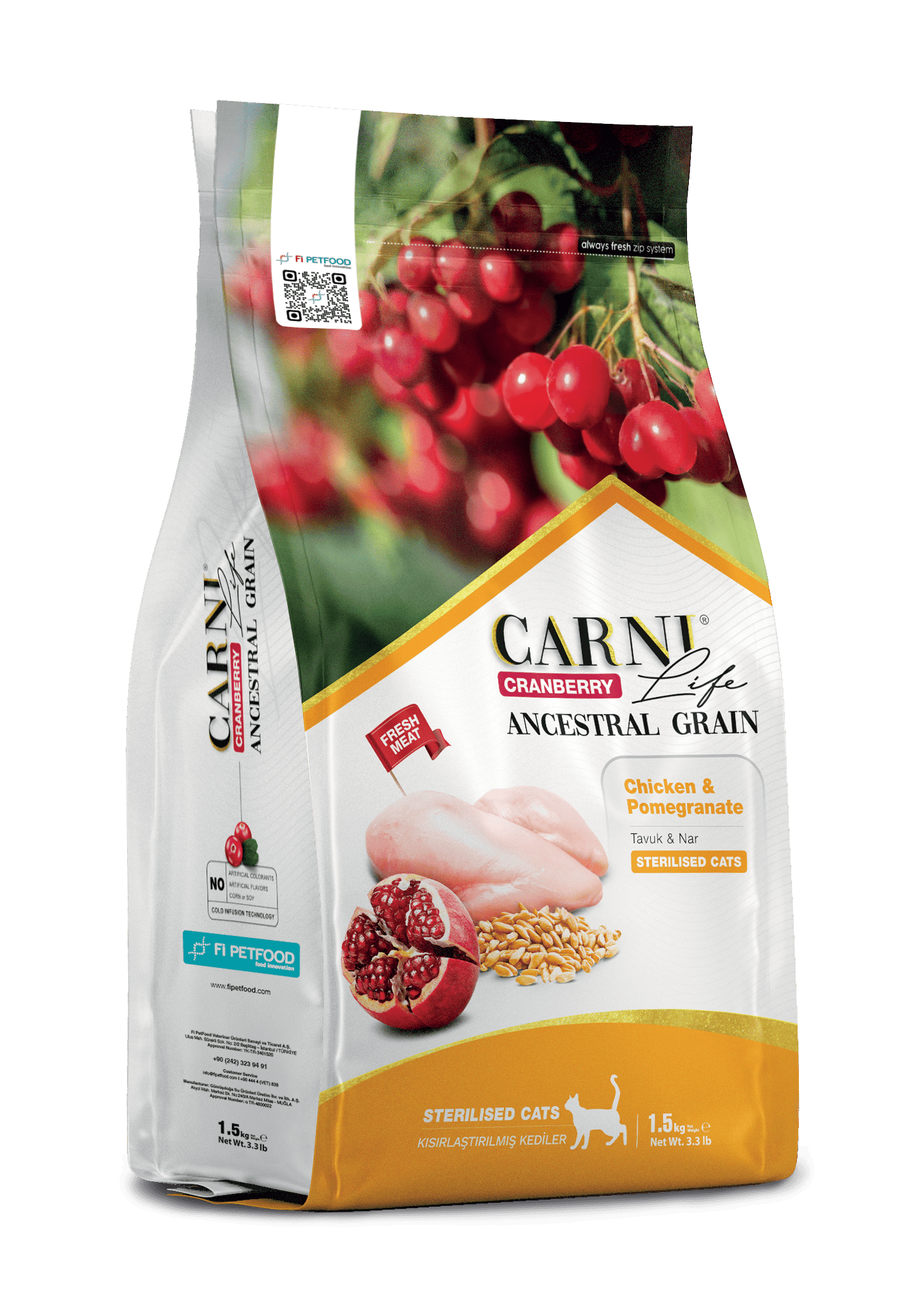 CARNI LIFE CRANBERRY ANCESTRAL GRAIN CAT CHICKEN & POMEGRANATE STERILISED