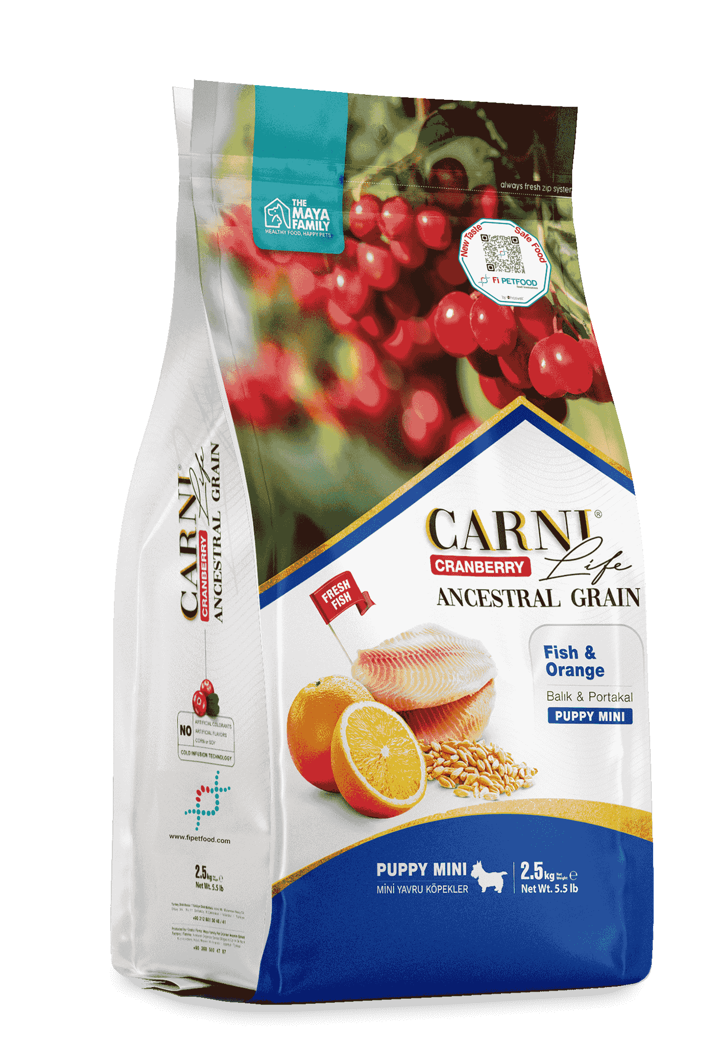 CARNI LIFE CRANBERRY ANCESTRAL GRAIN KÖPEK BALIK & PORTAKAL PUPPY MINI 