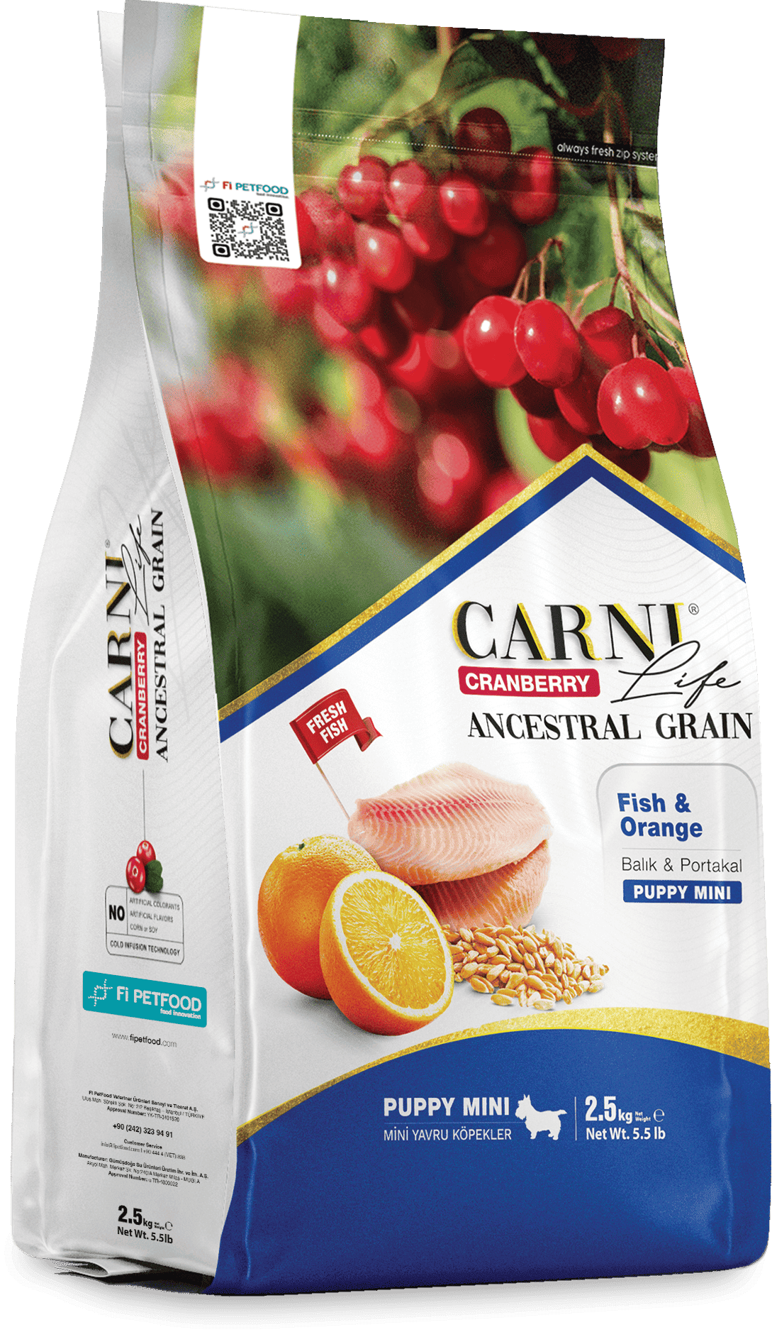 CARNI LIFE CRANBERRY ANCESTRAL GRAIN DOG FISH & ORANGE PUPPY MINI