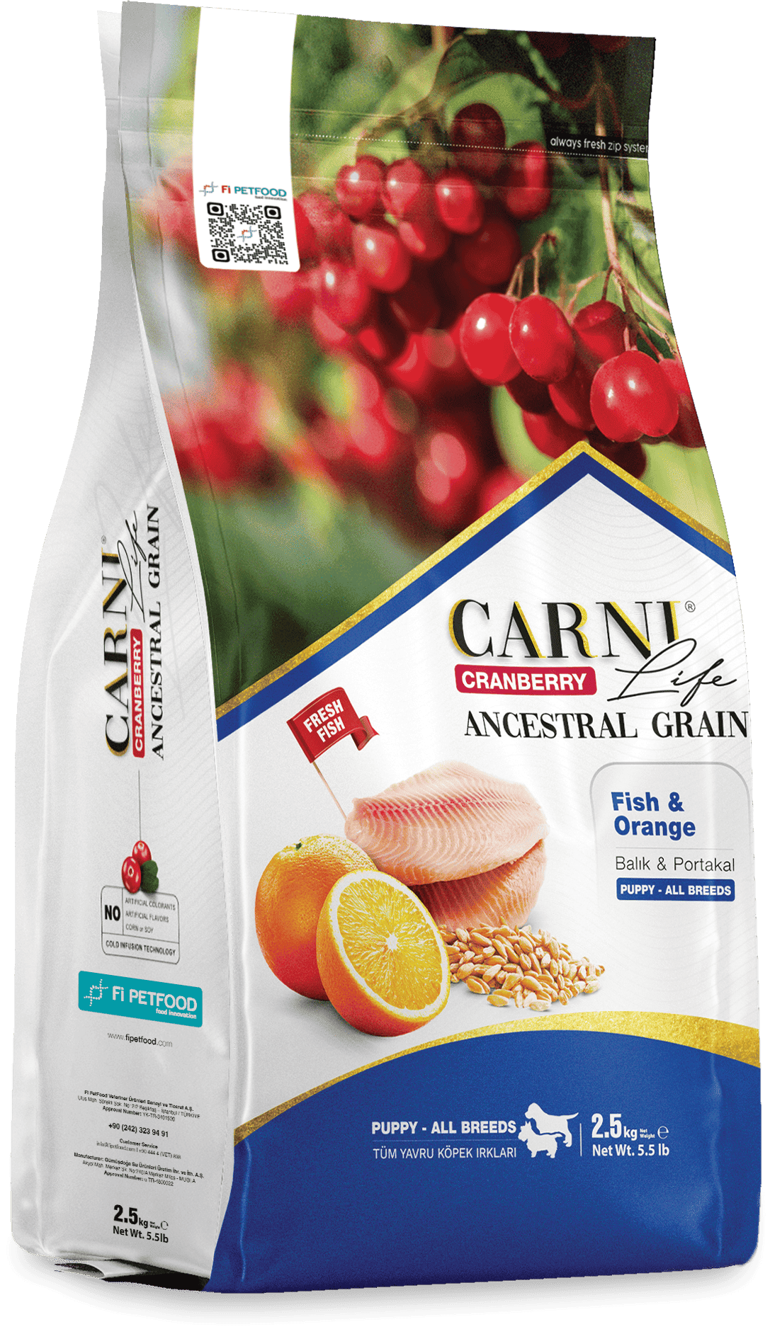CARNI LIFE CRANBERRY ANCESTRAL GRAIN DOG FISH & ORANGE PUPPY ALL BREEDS
