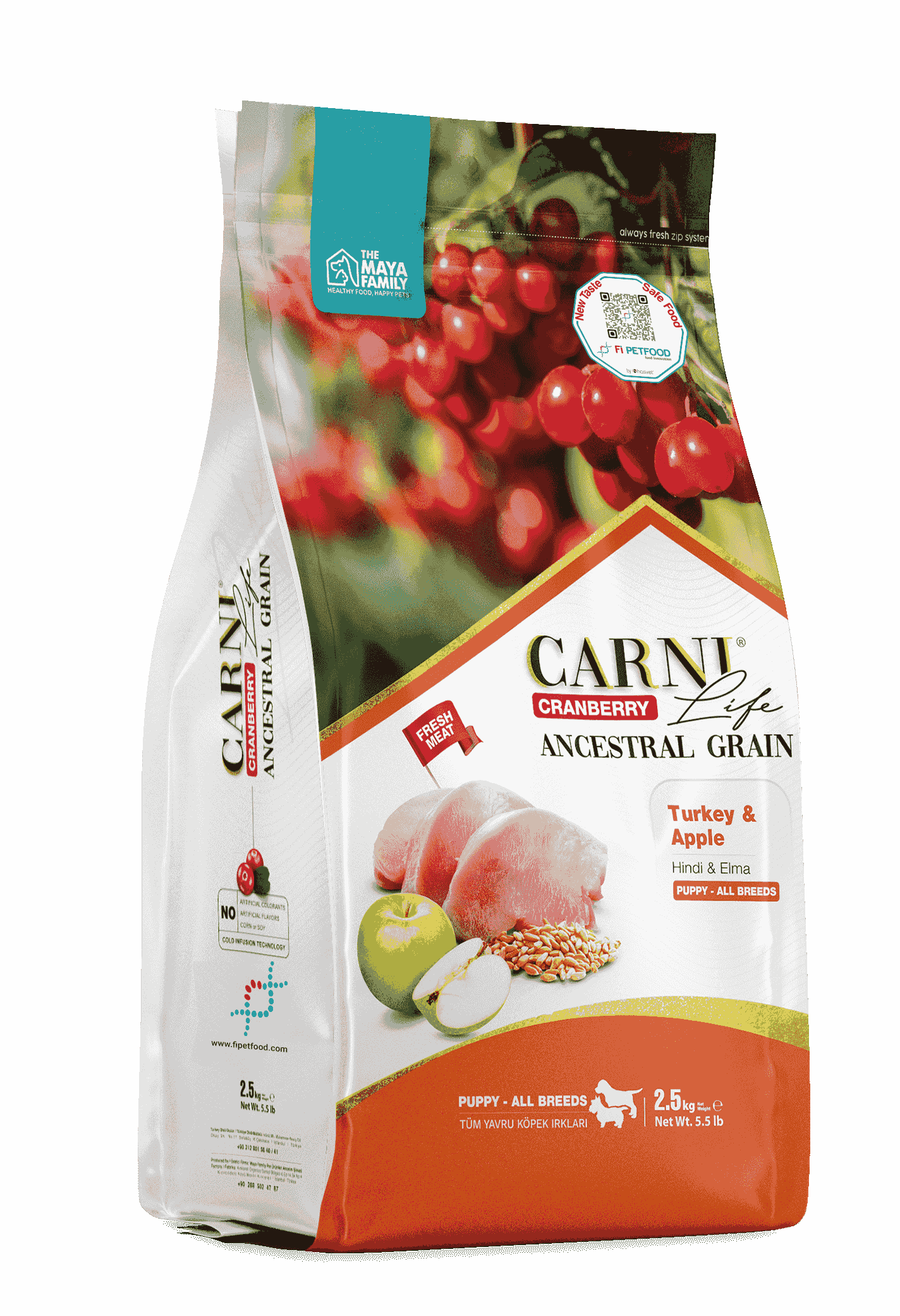 CARNI LIFE CRANBERRY ANCESTRAL GRAIN KÖPEK HİNDİ & ELMA PUPPY TÜM IRKLAR 