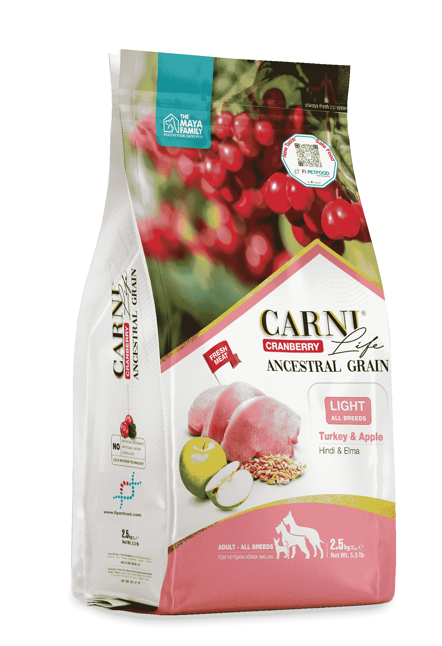 CARNI LIFE CRANBERRY ANCESTRAL GRAIN KÖPEK HİNDİ & ELMA YETİŞKİN LIGHT TÜM IRKLAR 