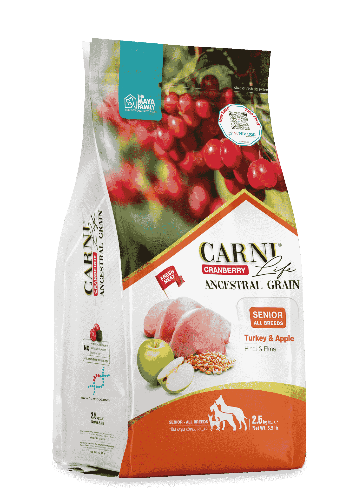 CARNI LIFE CRANBERRY ANCESTRAL GRAIN KÖPEK HİNDİ & ELMA YETİŞKİN SENIOR TÜM IRKLAR 
