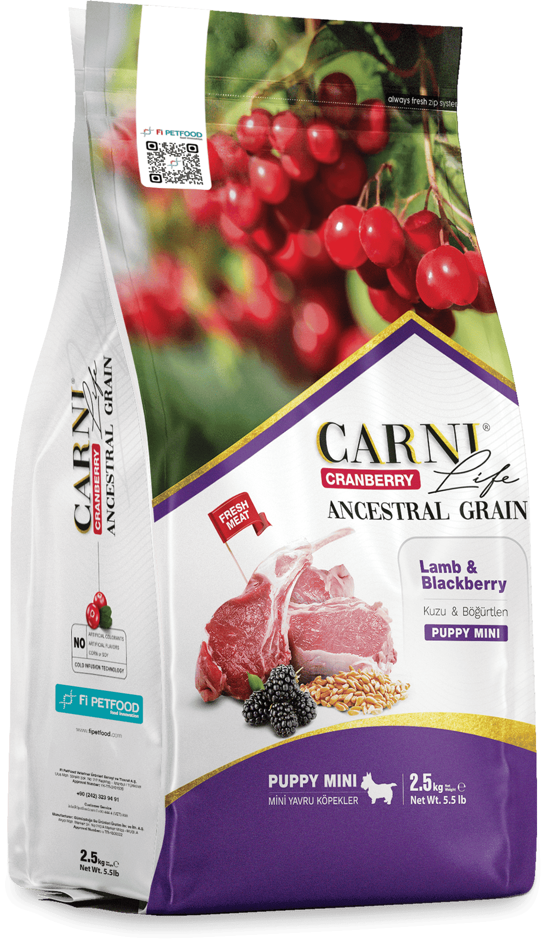 CARNI LIFE CRANBERRY ANCESTRAL GRAIN DOG LAMB & BLACKBERRY PUPPY MINI