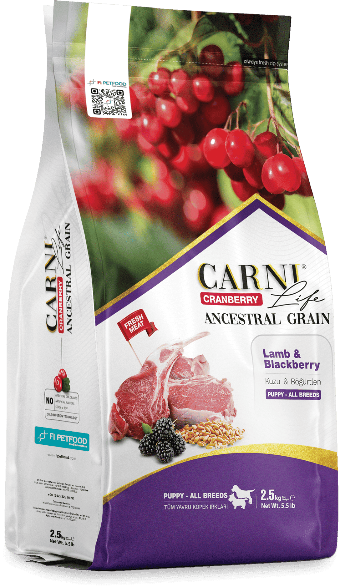CARNI LIFE CRANBERRY ANCESTRAL GRAIN DOG LAMB & BLACKBERRY PUPPY ALL BREEDS