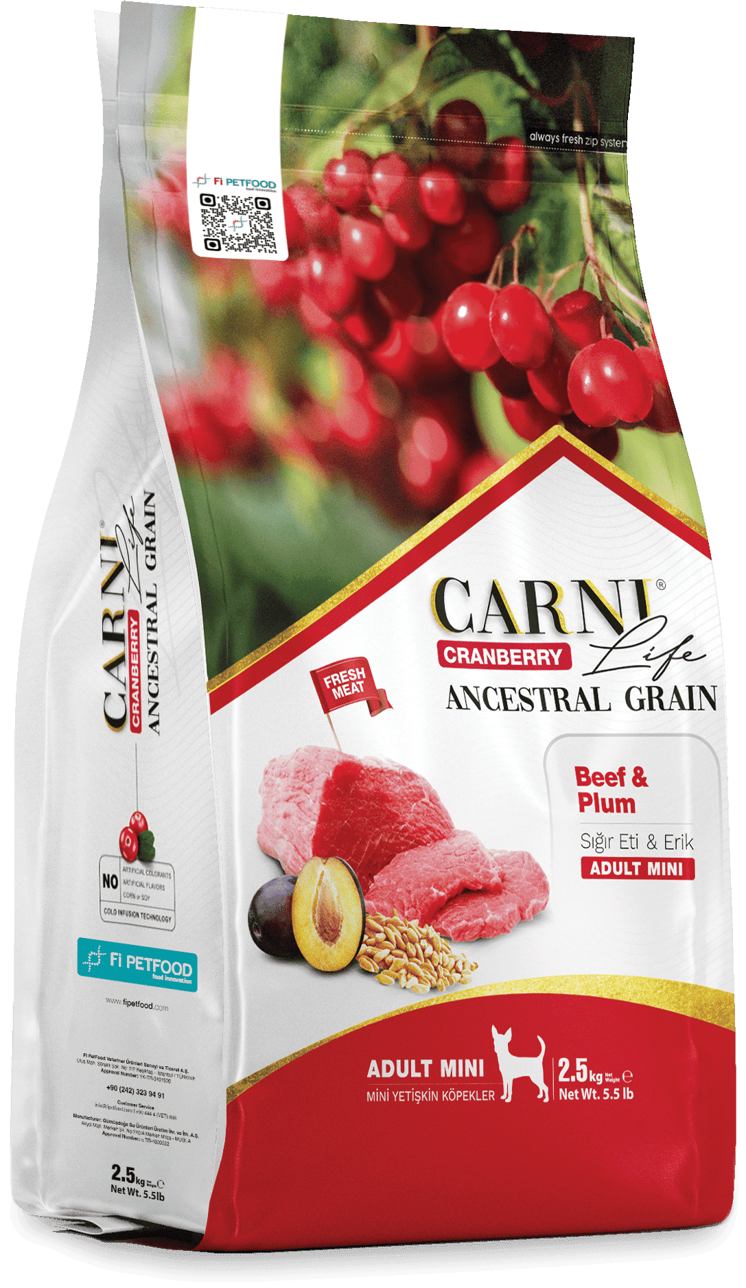 CARNI LIFE CRANBERRY ANCESTRAL GRAIN DOG BEEF & PLUM ADULT MINI