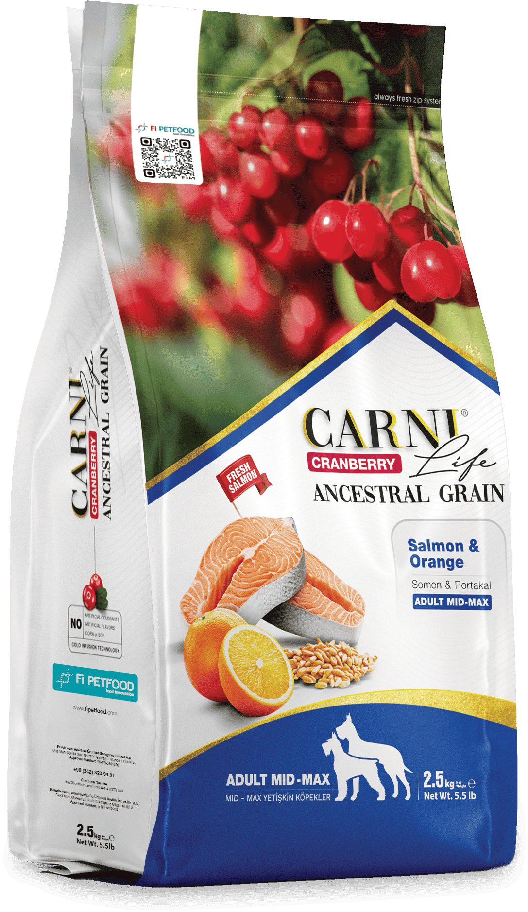 CARNI LIFE CRANBERRY ANCESTRAL GRAIN DOG SALMON & ADULT MEDIUM & MAXI