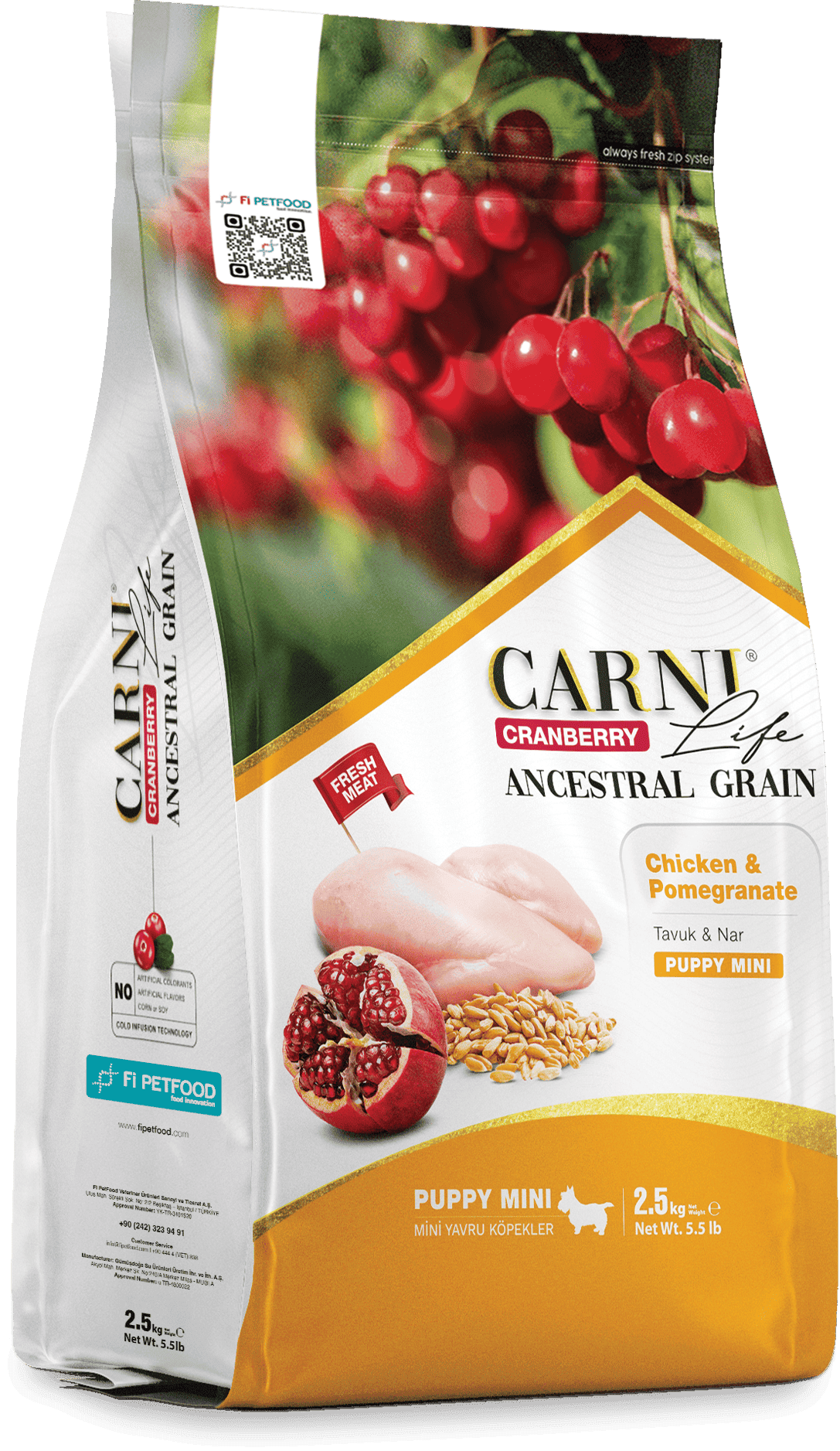 CARNI LIFE CRANBERRY ANCESTRAL GRAIN DOG CHICKHEN & POMEGRANATE PUPPY MINI