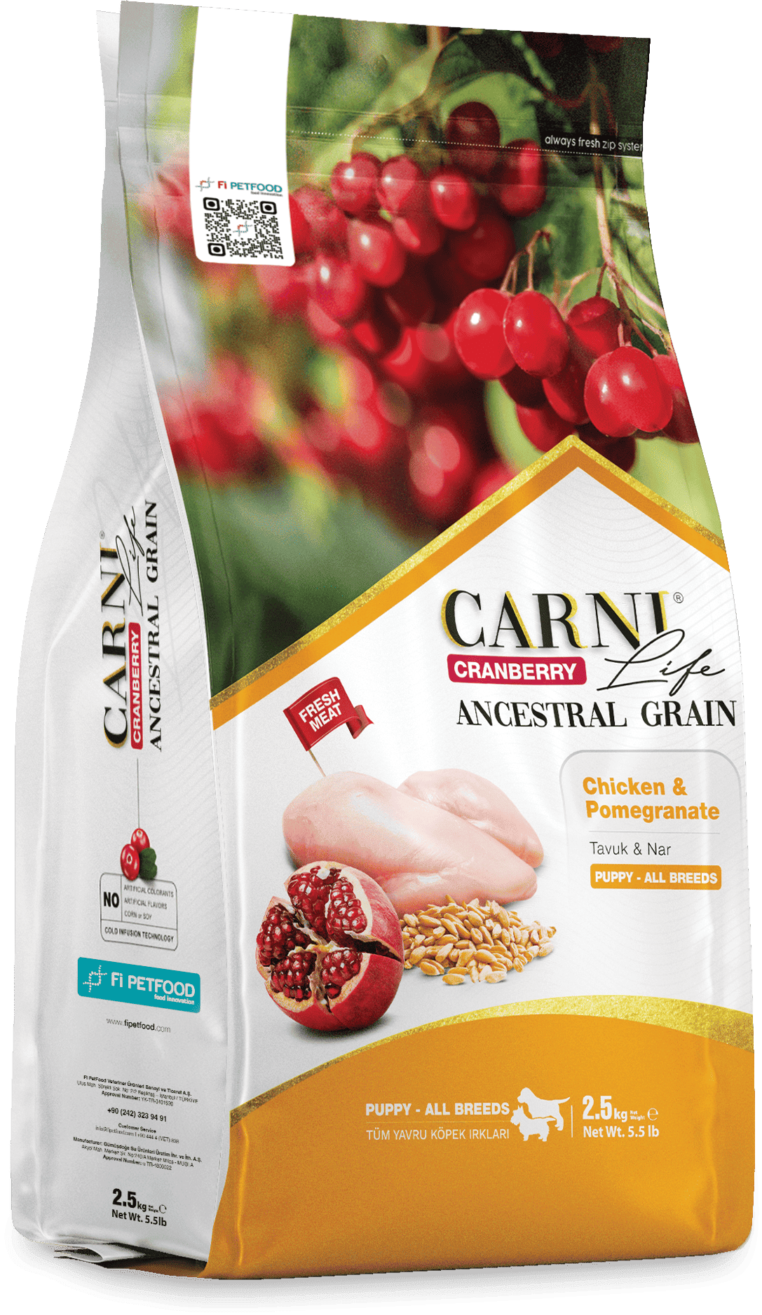 CARNI LIFE CRANBERRY ANCESTRAL GRAIN DOG CHICKHEN & POMEGRANATE PUPPY ALL BREEDS