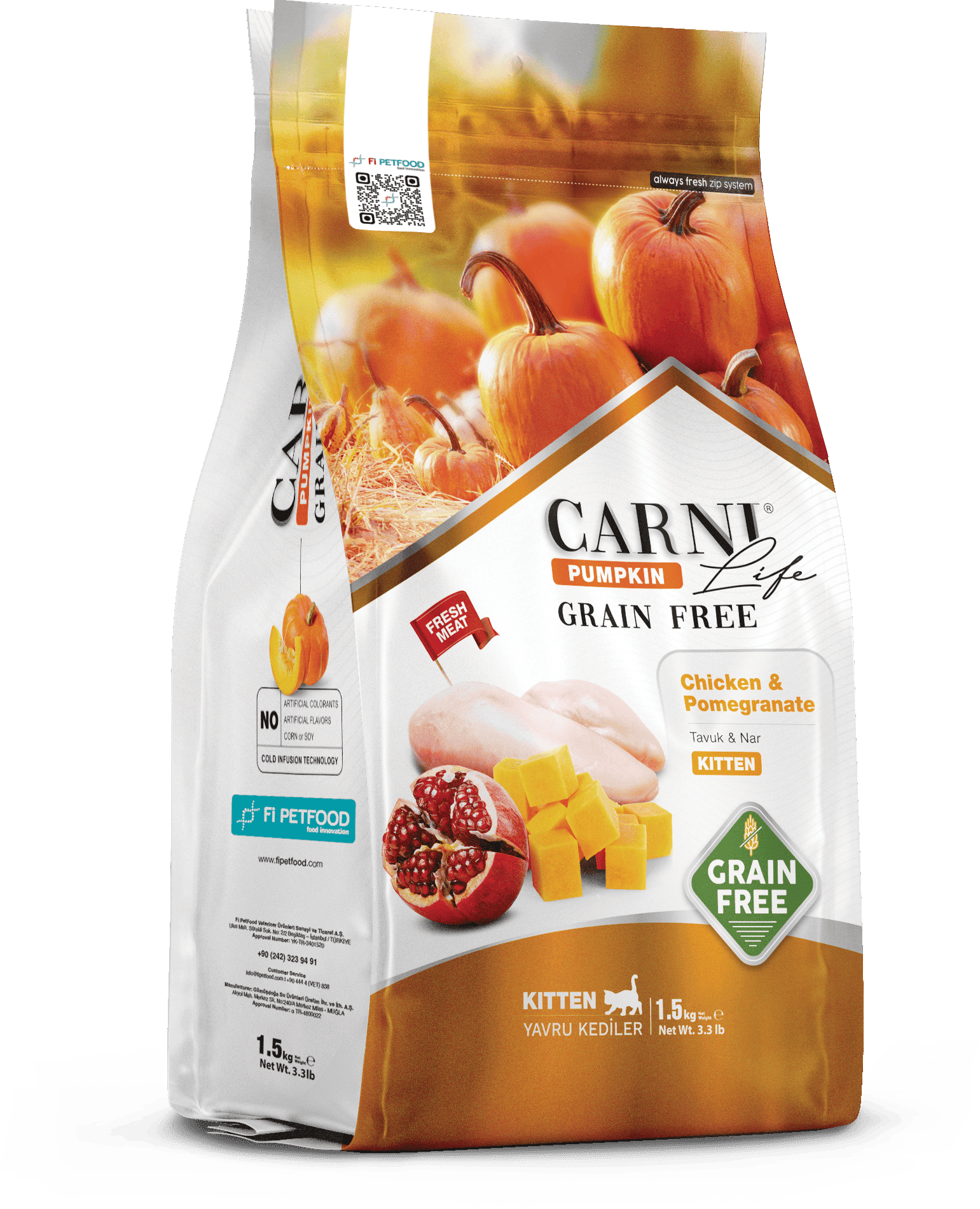 CARNI LIFE PUMPKIN TAHILSIZ KEDİ TAVUK & NAR KITTEN