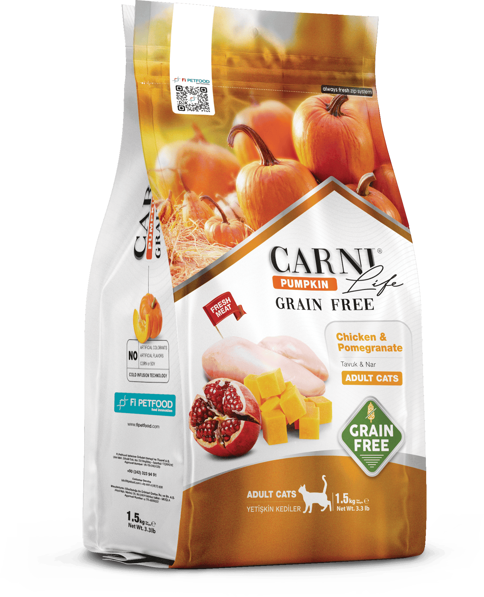 CARNI LIFE PUMPKIN TAHILSIZ KEDİ TAVUK & NAR YETİŞKİN