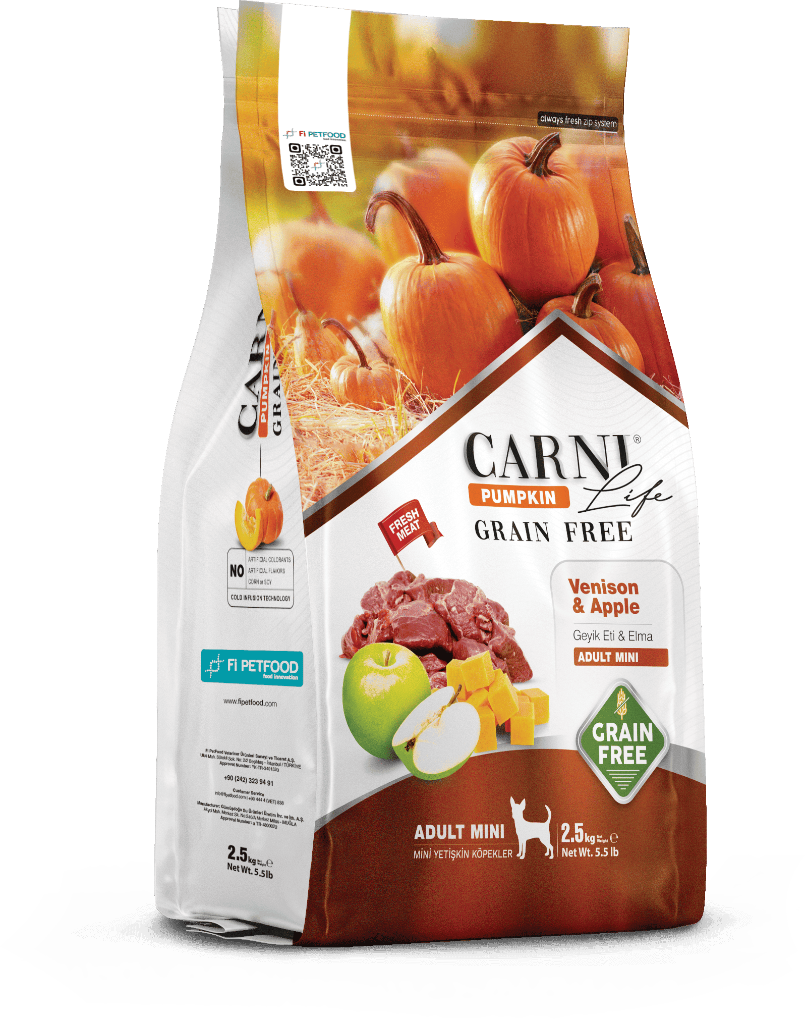 CARNI LIFE PUMPKIN TAHILSIZ KÖPEK GEYİK & ELMA YETİŞKİN MINI