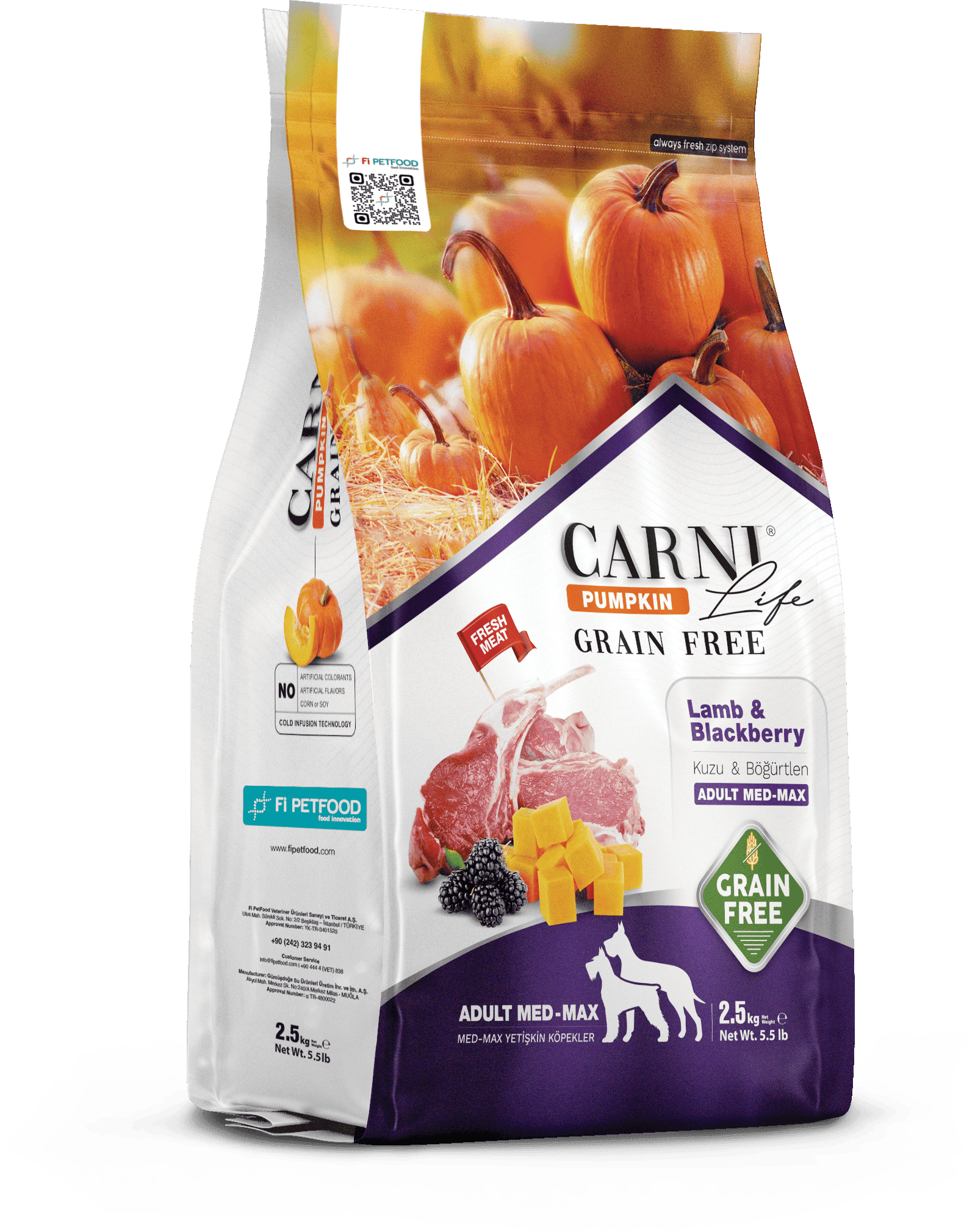 CARNI LIFE PUMPKIN TAHILSIZ KÖPEK KUZU & BÖĞÜRTLEN MEDIUM & MAXI YETİŞKİN