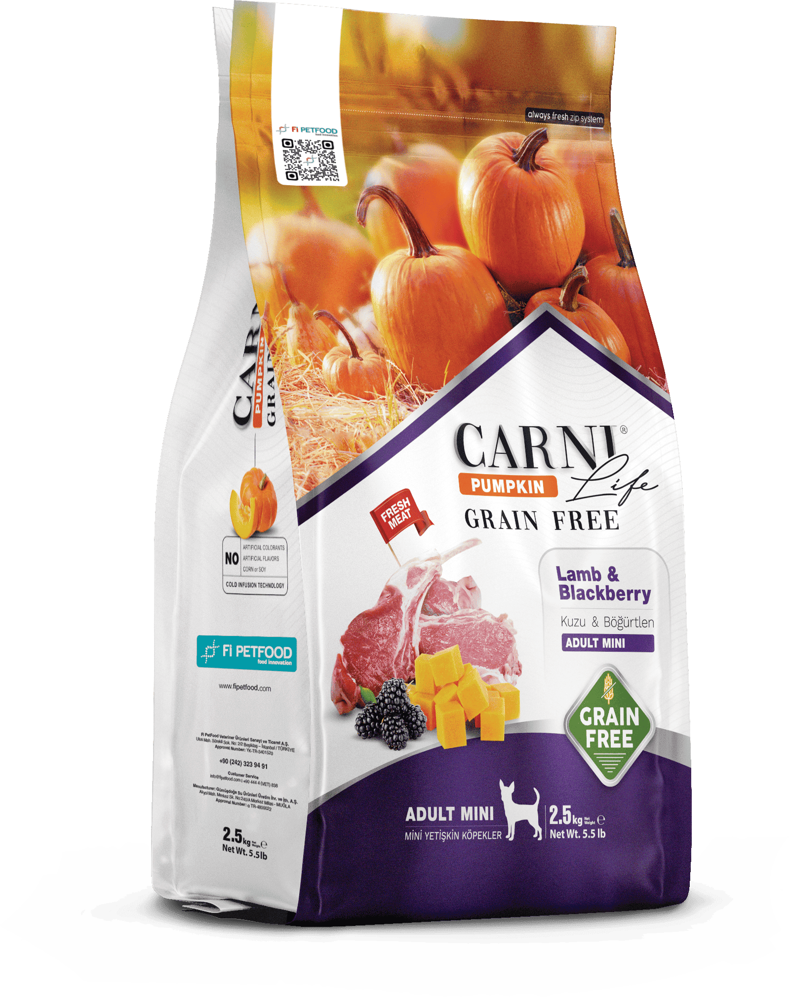 CARNI LIFE PUMPKIN TAHILSIZ KÖPEK KUZU & BÖĞÜRTLEN YETİŞKİN MINI