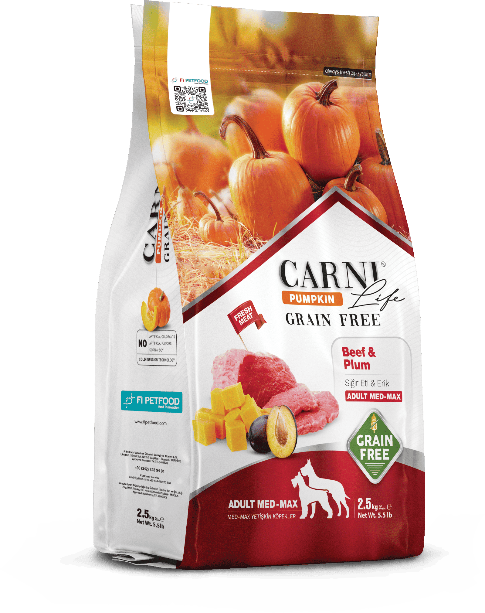 CARNI LIFE PUMPKIN TAHILSIZ KÖPEK SIĞIR & ERİK MEDIUM & MAXI YETİŞKİN
