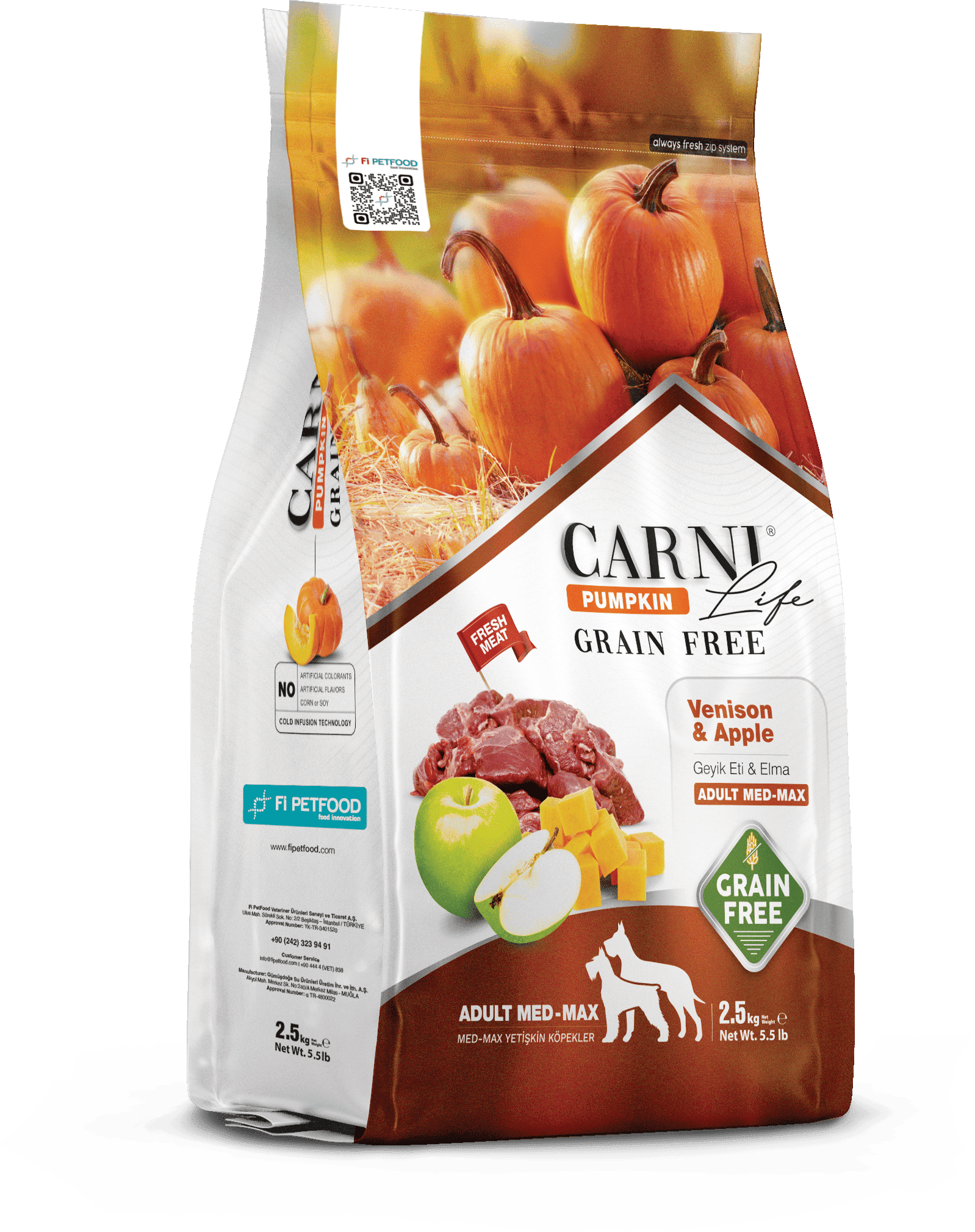 CARNI LIFE PUMPKIN TAHILSIZ KÖPEK VENISON APPLE MEDIUM & MAXI YETİŞKİN